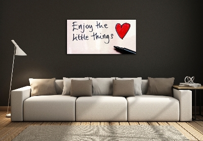 Cuadro decorativo de vidrio para salón horizontal Pequeñas cosas