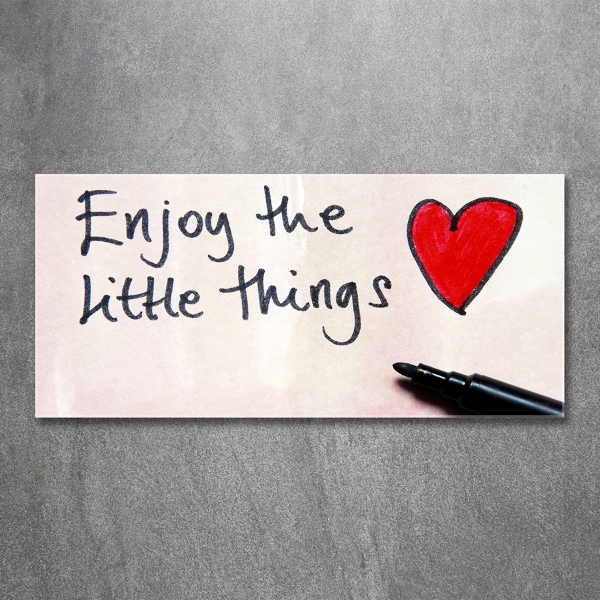 Cuadro decorativo de vidrio para salón horizontal Pequeñas cosas