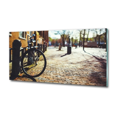 Cuadro decorativo de vidrio para salón horizontal Ciclismo en Ámsterdam