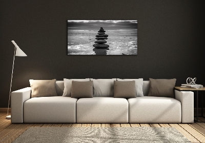Cuadro decorativo de vidrio para salón horizontal Piedras de equilibrio