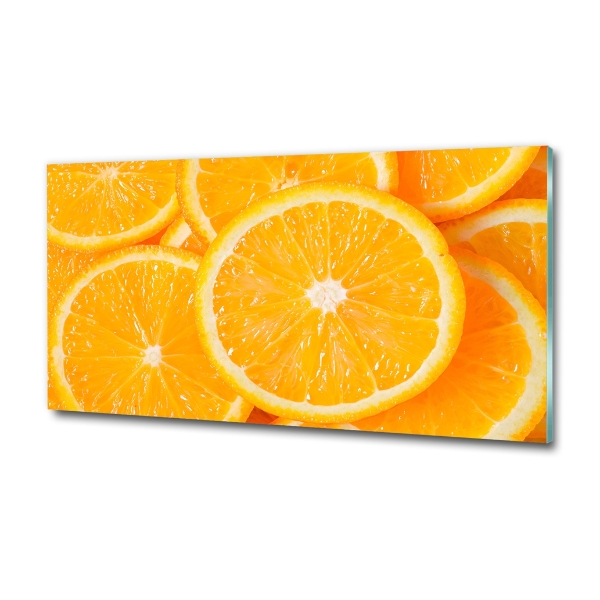 Cuadro decorativo de vidrio para salón horizontal rodajas de naranja