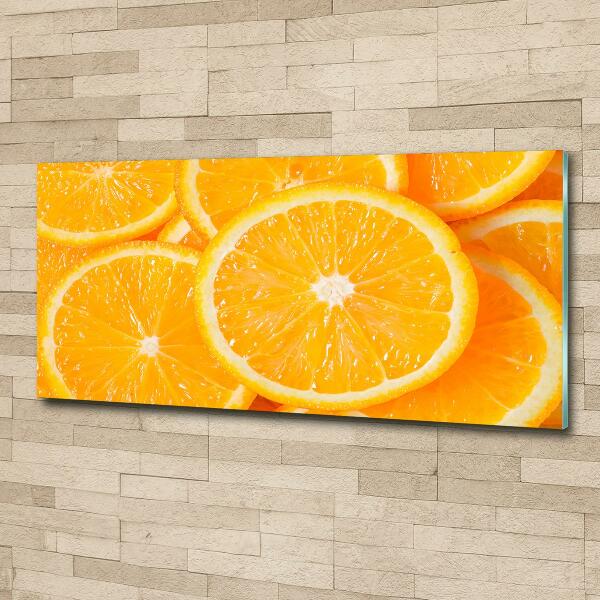 Cuadro decorativo de vidrio para salón horizontal rodajas de naranja