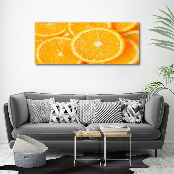 Cuadro decorativo de vidrio para salón horizontal rodajas de naranja