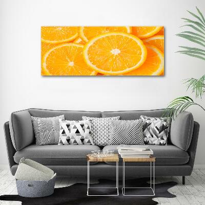 Cuadro decorativo de vidrio para salón horizontal rodajas de naranja