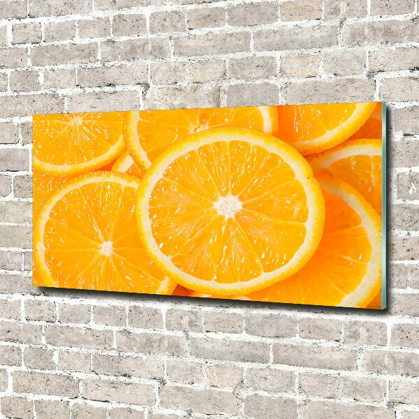 Cuadro decorativo de vidrio para salón horizontal rodajas de naranja