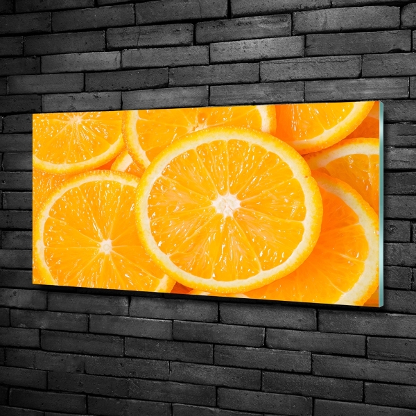 Cuadro decorativo de vidrio para salón horizontal rodajas de naranja
