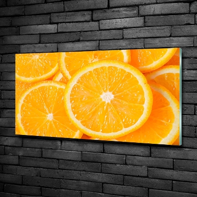 Cuadro decorativo de vidrio para salón horizontal rodajas de naranja