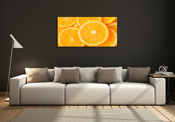 Cuadro decorativo de vidrio para salón horizontal rodajas de naranja