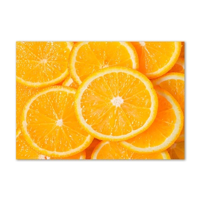 Cuadro decorativo de vidrio para salón horizontal rodajas de naranja