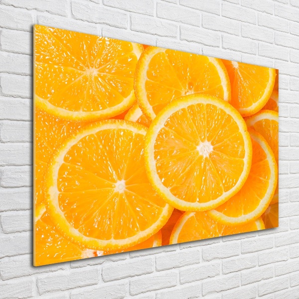 Cuadro decorativo de vidrio para salón horizontal rodajas de naranja