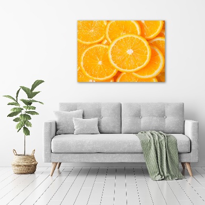 Cuadro decorativo de vidrio para salón horizontal rodajas de naranja
