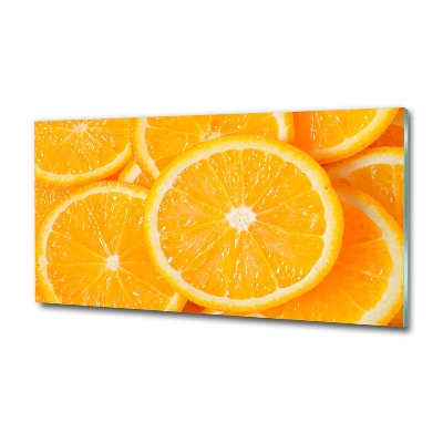 Cuadro decorativo de vidrio para salón horizontal rodajas de naranja