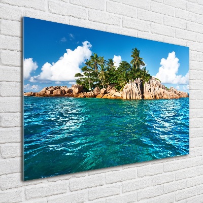 Cuadro de cristal templado moderno horizontal Isla tropical