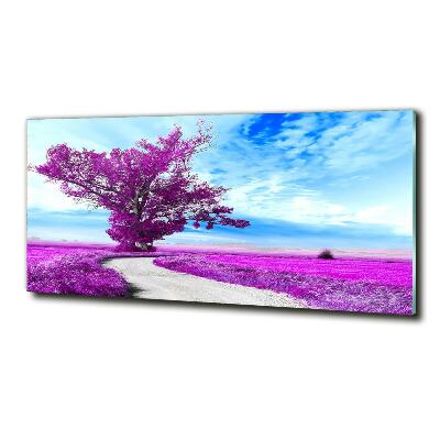 Cuadro de cristal templado moderno horizontal Árbol y camino