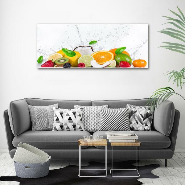 Cuadro decorativo de vidrio para salón horizontal Fruta y agua