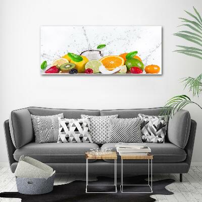 Cuadro decorativo de vidrio para salón horizontal Fruta y agua