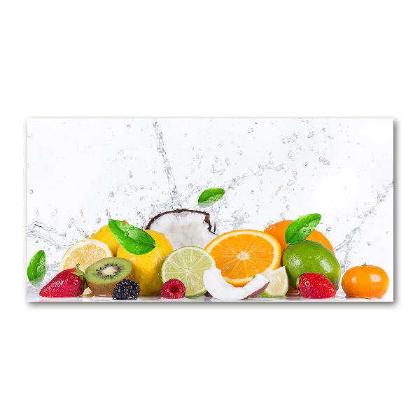 Cuadro decorativo de vidrio para salón horizontal Fruta y agua