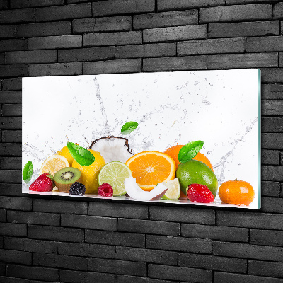 Cuadro decorativo de vidrio para salón horizontal Fruta y agua