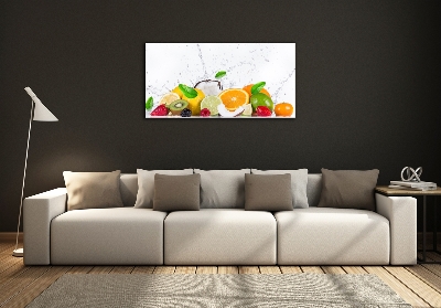 Cuadro decorativo de vidrio para salón horizontal Fruta y agua