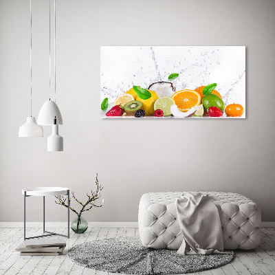 Cuadro decorativo de vidrio para salón horizontal Fruta y agua