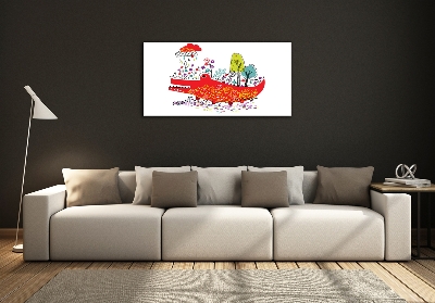 Cuadro decorativo de vidrio para salón horizontal cocodrilo colorido