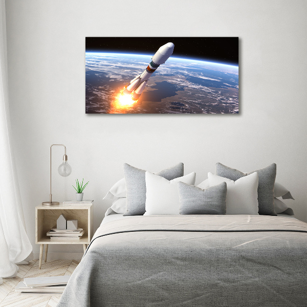 Foto en cristal de alta calidad con impresión uv horizontal Cohete espacial