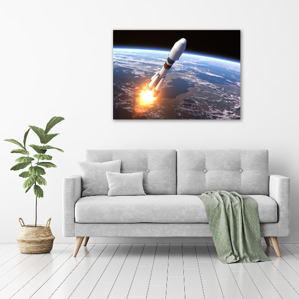 Foto en cristal de alta calidad con impresión uv horizontal Cohete espacial