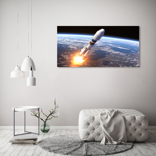 Foto en cristal de alta calidad con impresión uv horizontal Cohete espacial