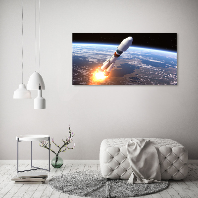 Foto en cristal de alta calidad con impresión uv horizontal Cohete espacial