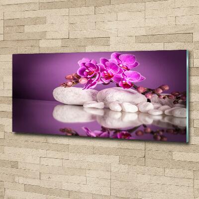 Impresión en cristal con acabado brillante horizontal Orquídea rosa