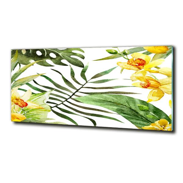 Impresión en cristal con acabado brillante horizontal flores tropicales