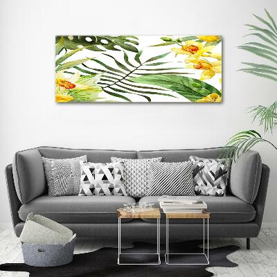 Impresión en cristal con acabado brillante horizontal flores tropicales