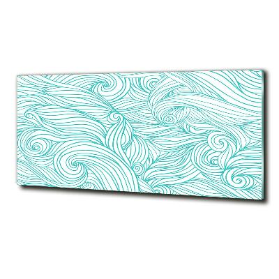Foto en cristal de alta calidad con impresión uv horizontal Ondas azules