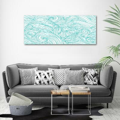 Foto en cristal de alta calidad con impresión uv horizontal Ondas azules