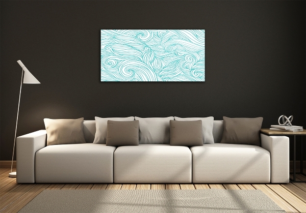 Foto en cristal de alta calidad con impresión uv horizontal Ondas azules