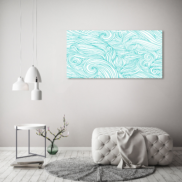 Foto en cristal de alta calidad con impresión uv horizontal Ondas azules