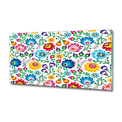 Cuadro decorativo de vidrio para salón horizontal Patrón étnico