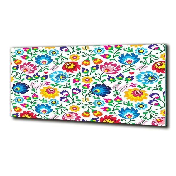 Cuadro decorativo de vidrio para salón horizontal Patrón étnico