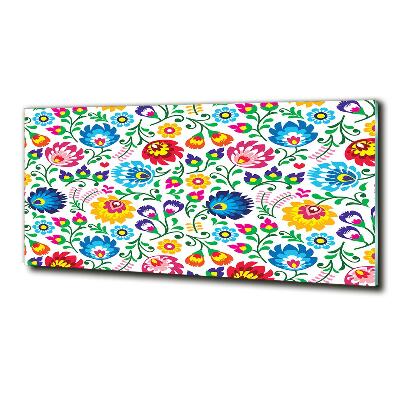 Cuadro decorativo de vidrio para salón horizontal Patrón étnico