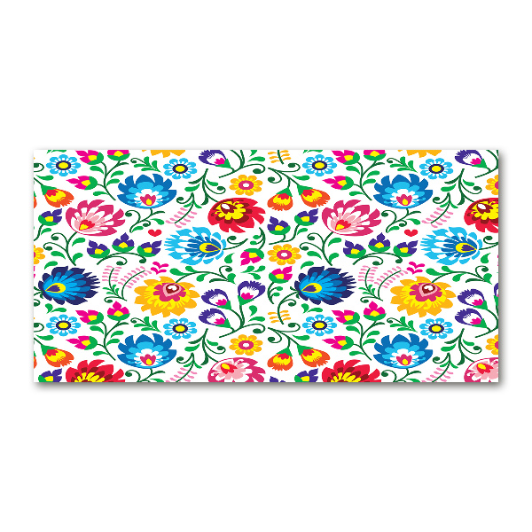 Cuadro decorativo de vidrio para salón horizontal Patrón étnico