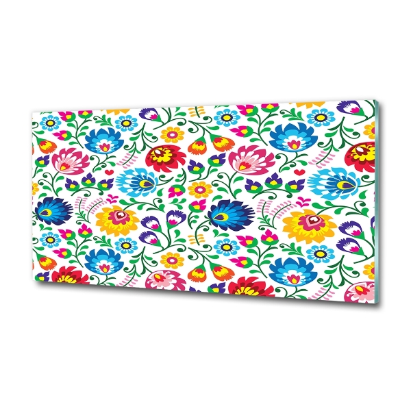 Cuadro decorativo de vidrio para salón horizontal Patrón étnico