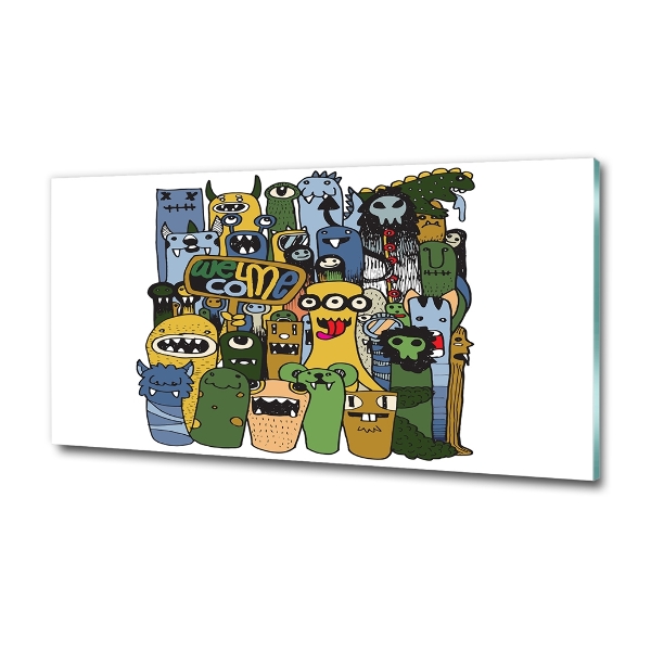 Cuadro de cristal templado moderno horizontal Monstruos locos