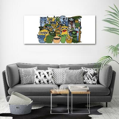 Cuadro de cristal templado moderno horizontal Monstruos locos