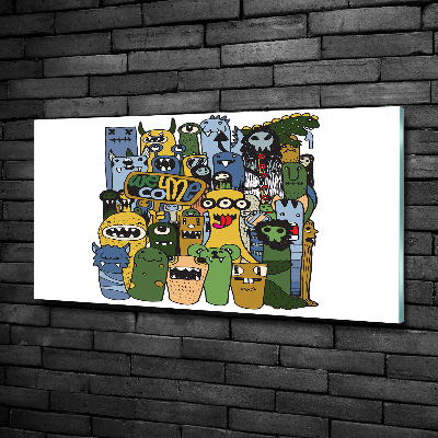 Cuadro de cristal templado moderno horizontal Monstruos locos