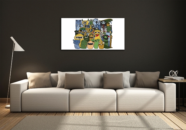 Cuadro de cristal templado moderno horizontal Monstruos locos