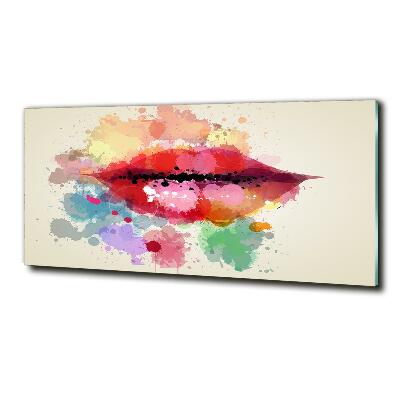 Cuadro de cristal templado moderno horizontal Labios coloridos