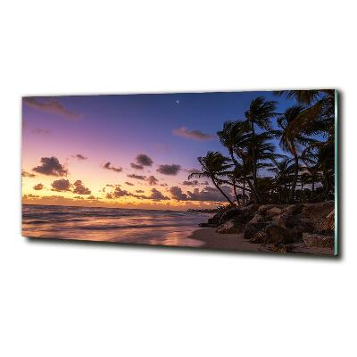 Cuadro decorativo de vidrio para salón horizontal Atardecer en la playa