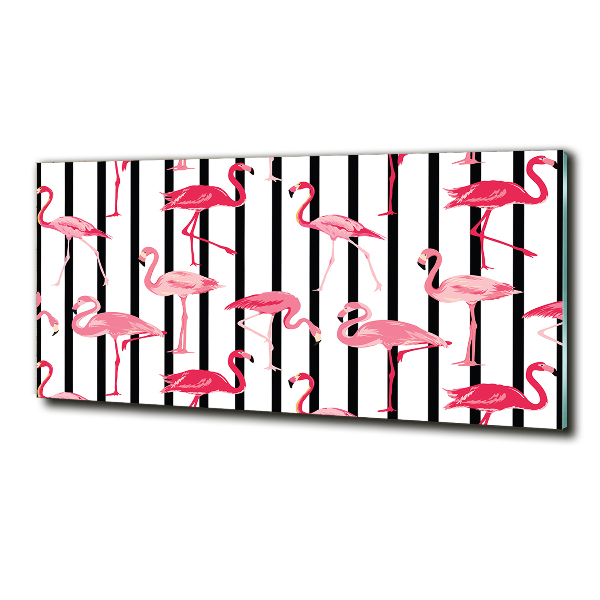 Foto en cristal de alta calidad con impresión uv horizontal flamencos rayados