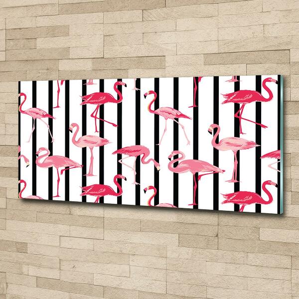 Foto en cristal de alta calidad con impresión uv horizontal flamencos rayados