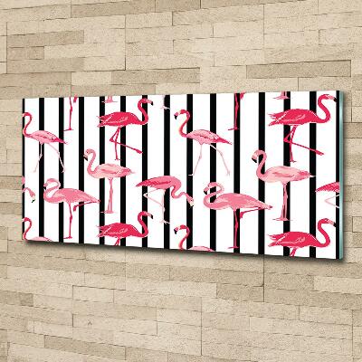 Foto en cristal de alta calidad con impresión uv horizontal flamencos rayados